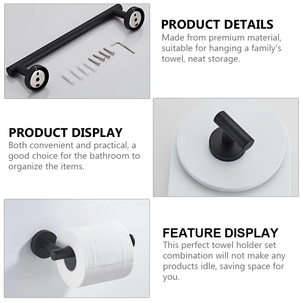 

5Pcs Wall-mounted Towel Rack Bathroom Towel Hanging Rod Paper Towel Rack