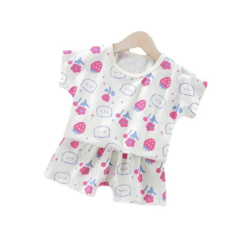 

New Summer Baby Girls Cartoon Clothes Children Fashion T-Shirt Shorts 2Pcs/Set Kids Sportswear Toddler Casual Cotton Costume