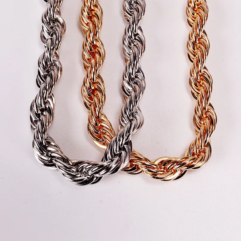 Лидер продаж Плетеный Твист колье ожерелья серебряного цвета звено цепи Панк