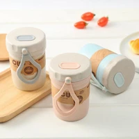 300ml wheat straw sealed soup cup with lid water cup breakfast portable lunch box microwave oven outdoor household tableware