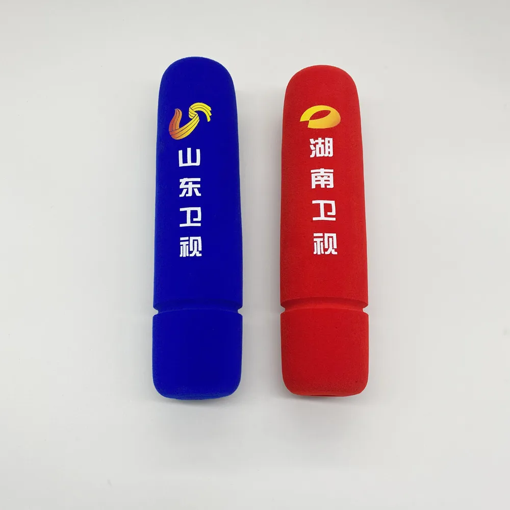 Flocking Microphone Sponge Printing Covers Customized Mic Windscreens Logo Foam Windshield For TV Stations Reporters Interview