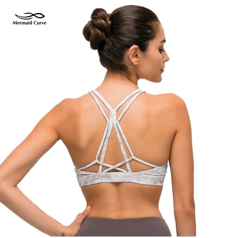 Высококачественный Спортивный бюстгальтер с рисунком русалки для йоги алмазной