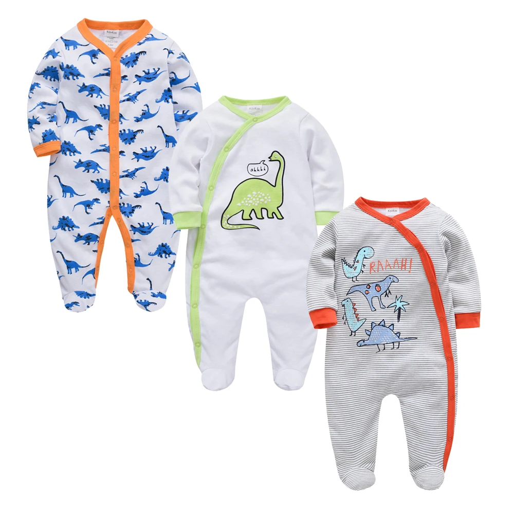 Kavkas/3 шт./лот Одежда для маленьких мальчиков и девочек с принтом динозавра Летний