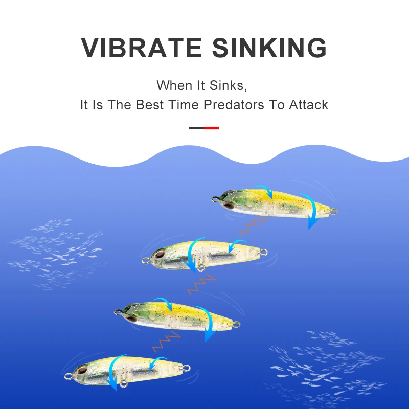 Kingdom Ps-40/70 Vibrate Sinking Pencil Fishing Lures Far Casting Swimbaits Wobblers Artificial Hard Baits pesca Lures For Bass