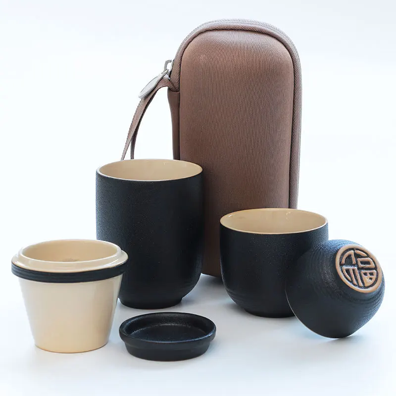 Портативный черный керамический концентрический стакан Сливовый цветок