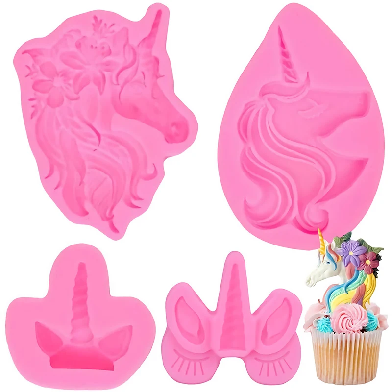 

Unicorn Mold Cartoon Silicone Cake Fondant Mold Cupcake Topping Is Suitable for Unicorn Theme Parties and Children's Birthdays