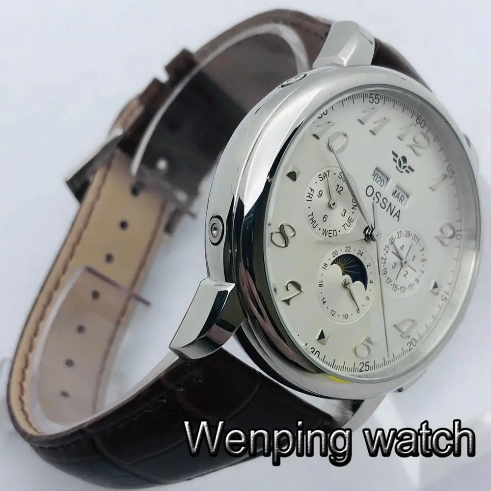 Мужские автоматические часы OSSNA повседневные механические серебристого цвета с