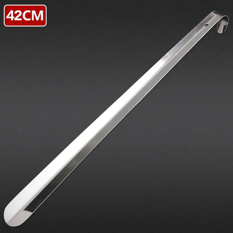 42CM 1 шт Профессиональный прочная ручка Профессиональный 16/30/42/58/70/80 см с металлическими заклепками; туфли-лодочки серебристого цвета Цвет ложка для обуви длинные Shoespooner рожок для обуви - Цвет: 42CM