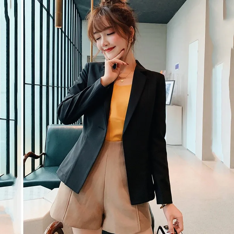 

Fashion monochrome small suit jacket women 2019 spring and autumn new Korean women's slim fit autumn suits were thin