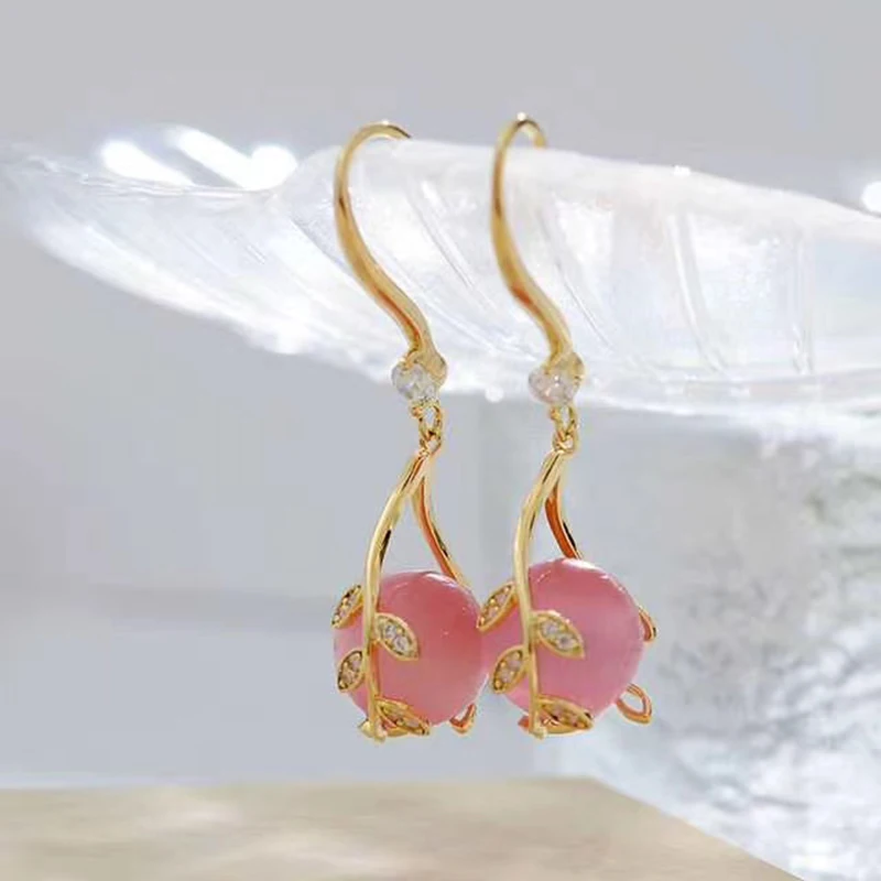 

Pink Bead Pendant Elegant Lady Earrings Exquisite Candy Color Trend 2020 New Fashion Simple Jewelry Earrring Prevent Allergy