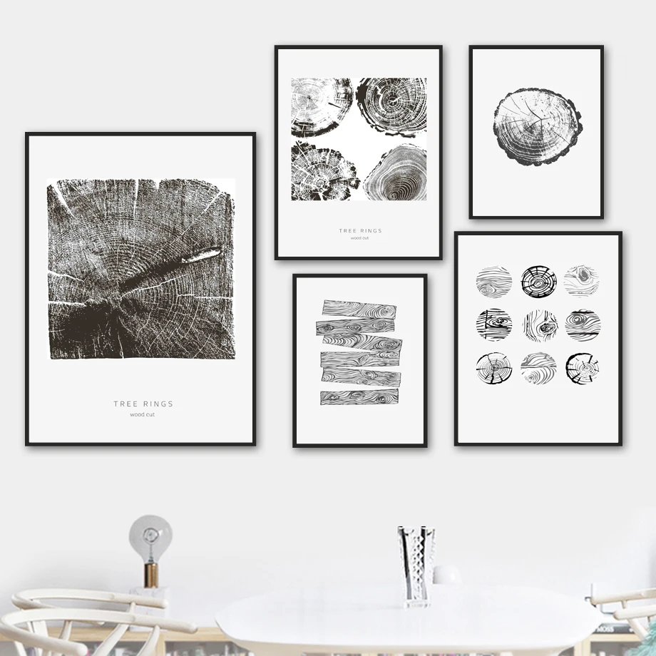 

Black White Tree Annual Ring Minimalism Wall Art Canvas Painting Nordic Posters And Prints Wall Pictures For Living Room Decor