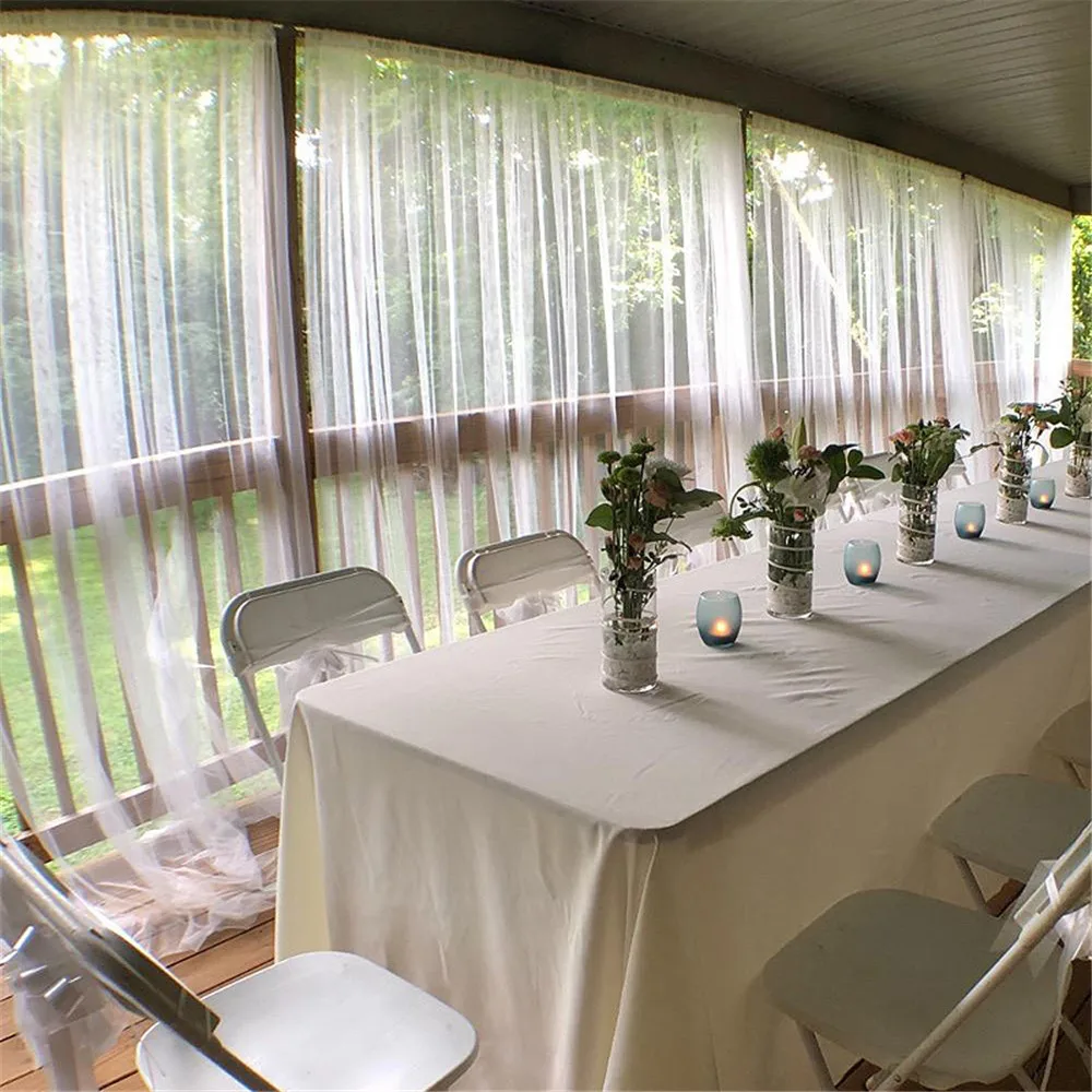 Белый прозрачный занавес для фона 2 панели шифоновая ткань драпировка Arbor свадьба