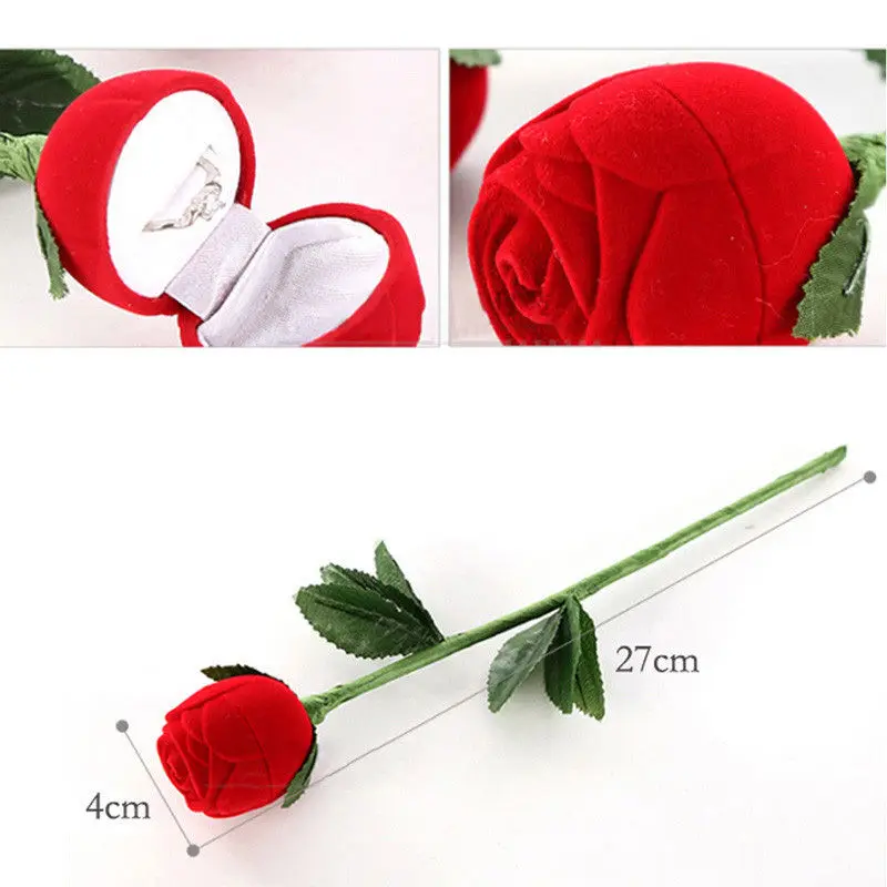 

Rose Love Heart Romantic Wedding Ring Box Cases Earring Pendant Necklace Jewelry Display Gift Box Case