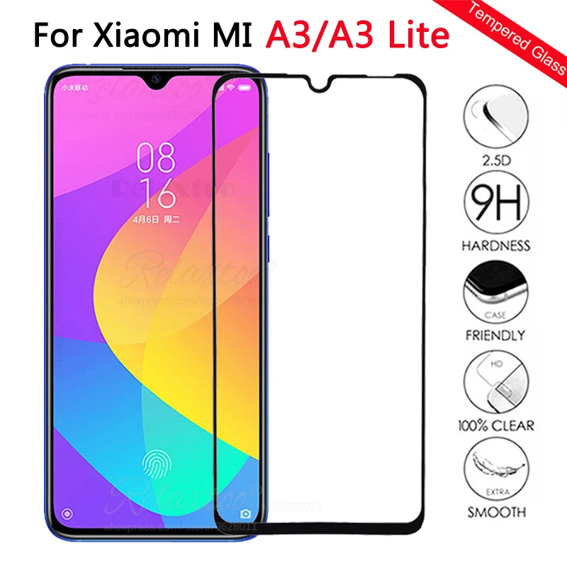 Закаленное стекло с полным покрытием для Xiaomi mi a3 a 3 Защита экрана xiomi xiami ksiomi mia3