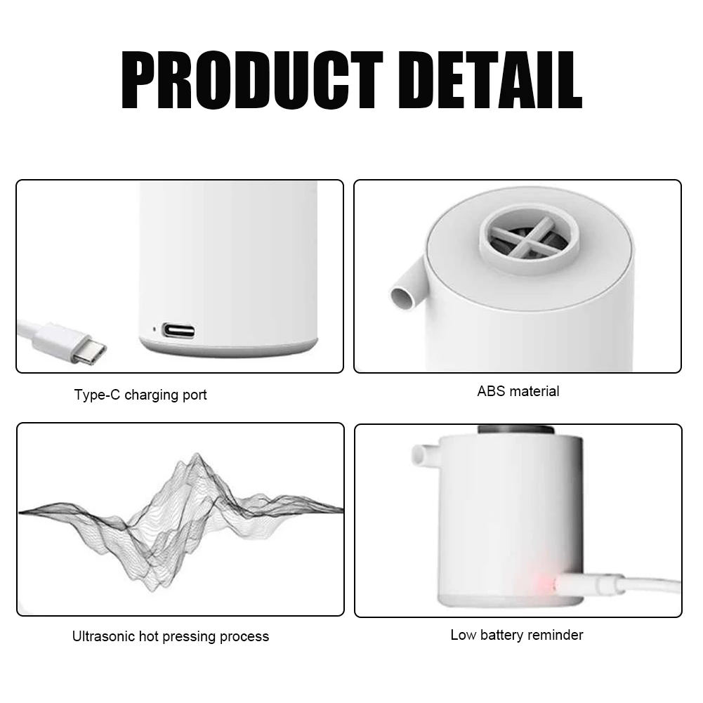 

Portable Electric Air Pump Inflatable Mat Air Pump Ultralight USB Rechargeable Outdoor Air Pump Camping Tools