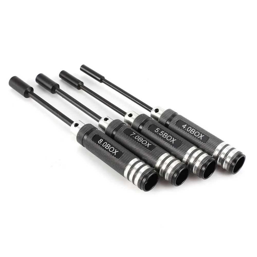

4pcs Long Handle Steel Hex Screwdriver Sleeve Set Kit Tool 4.0 5.5 7.0 8.0mm For RC Model Helicopter Car Racing Drone Aircraft