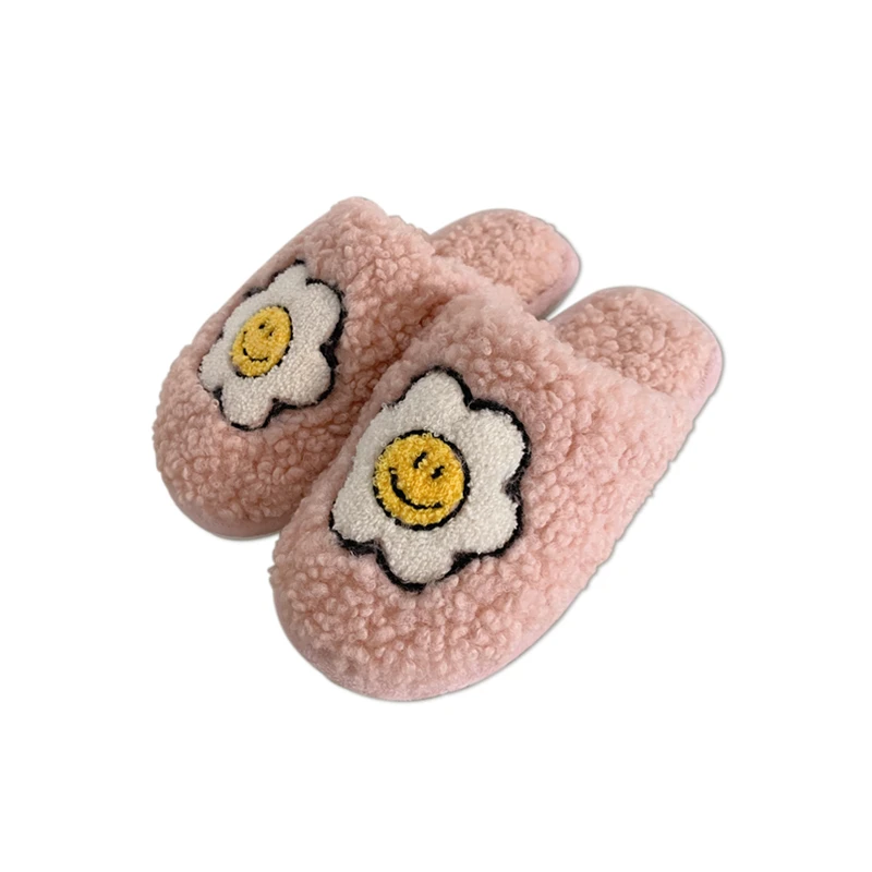 New Winter Girl's Heart Sunflower Cotton Slippers Soft Bottom Home Indoor Non-slip Warmth Plush Confinement Shoes Female Cute an