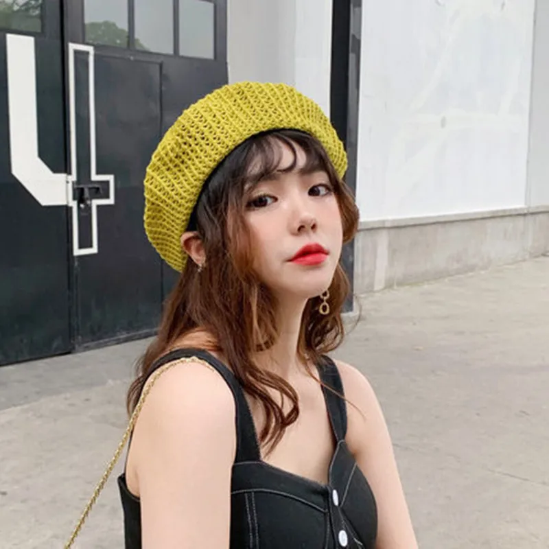 

Beret Female Summer Thin Korean Hat Female Japanese Painter Hat Hollow Moisture Sunscreen