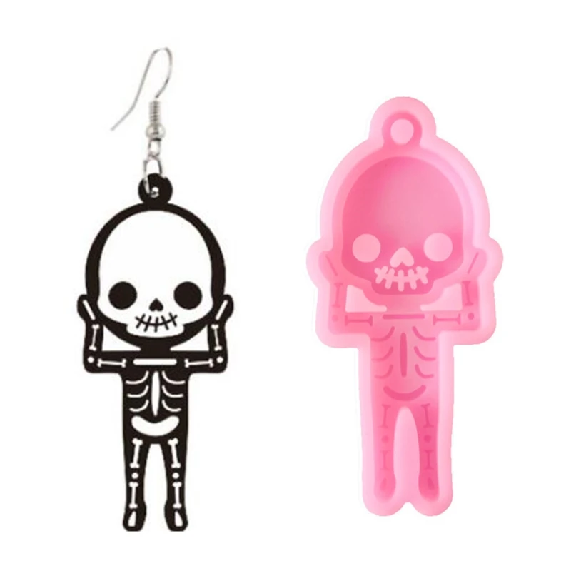 

Shiny Skeleton Earrings Mold Keychain Necklace Polymer Clay Silicone Mold Skull Mold Skulls Jewelry Keychain Mold