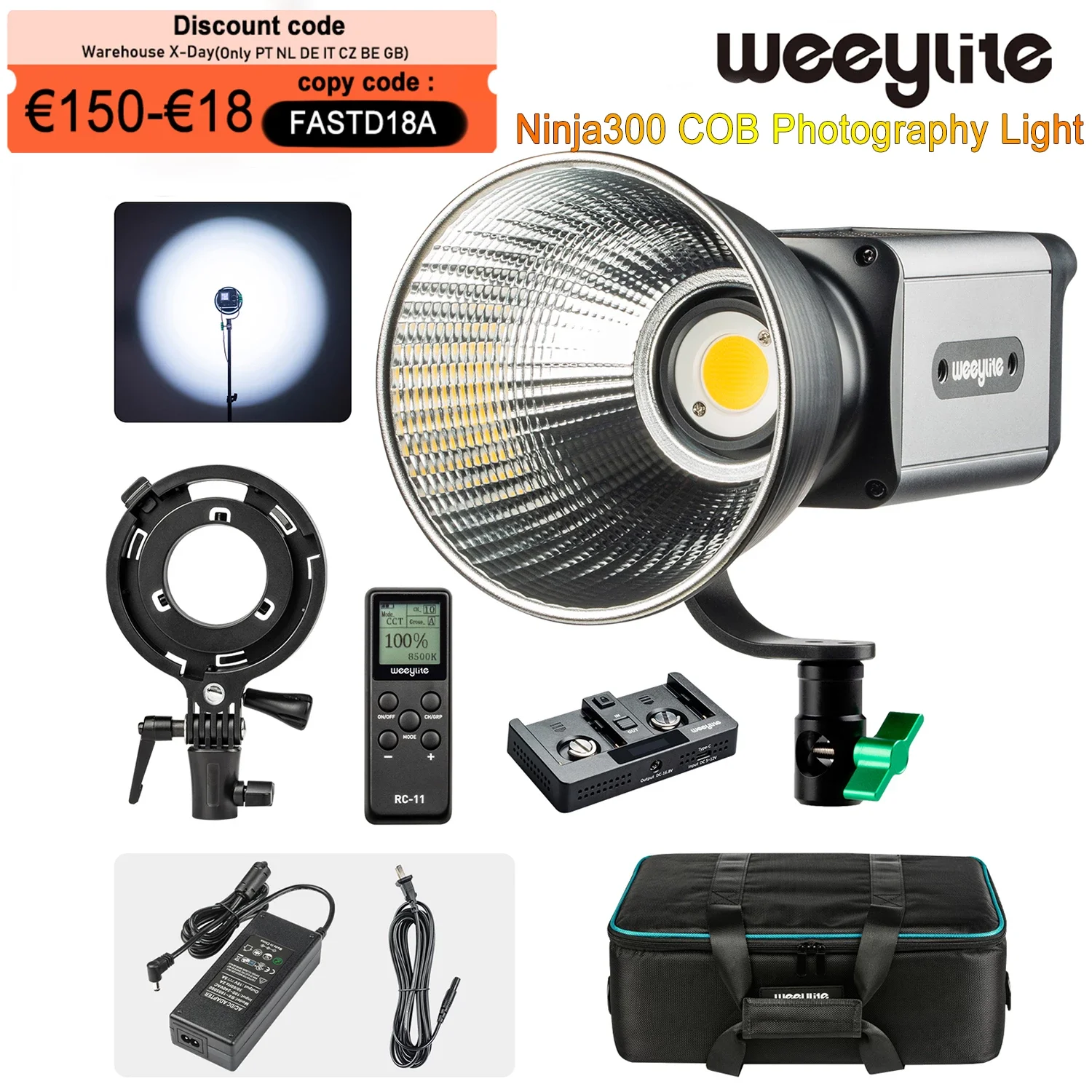 Ninja 300 LED непрерывный видео свет 80W CRI 95 + белый Bowens Крепление пульт дистанционного управления для фотографии видео записи