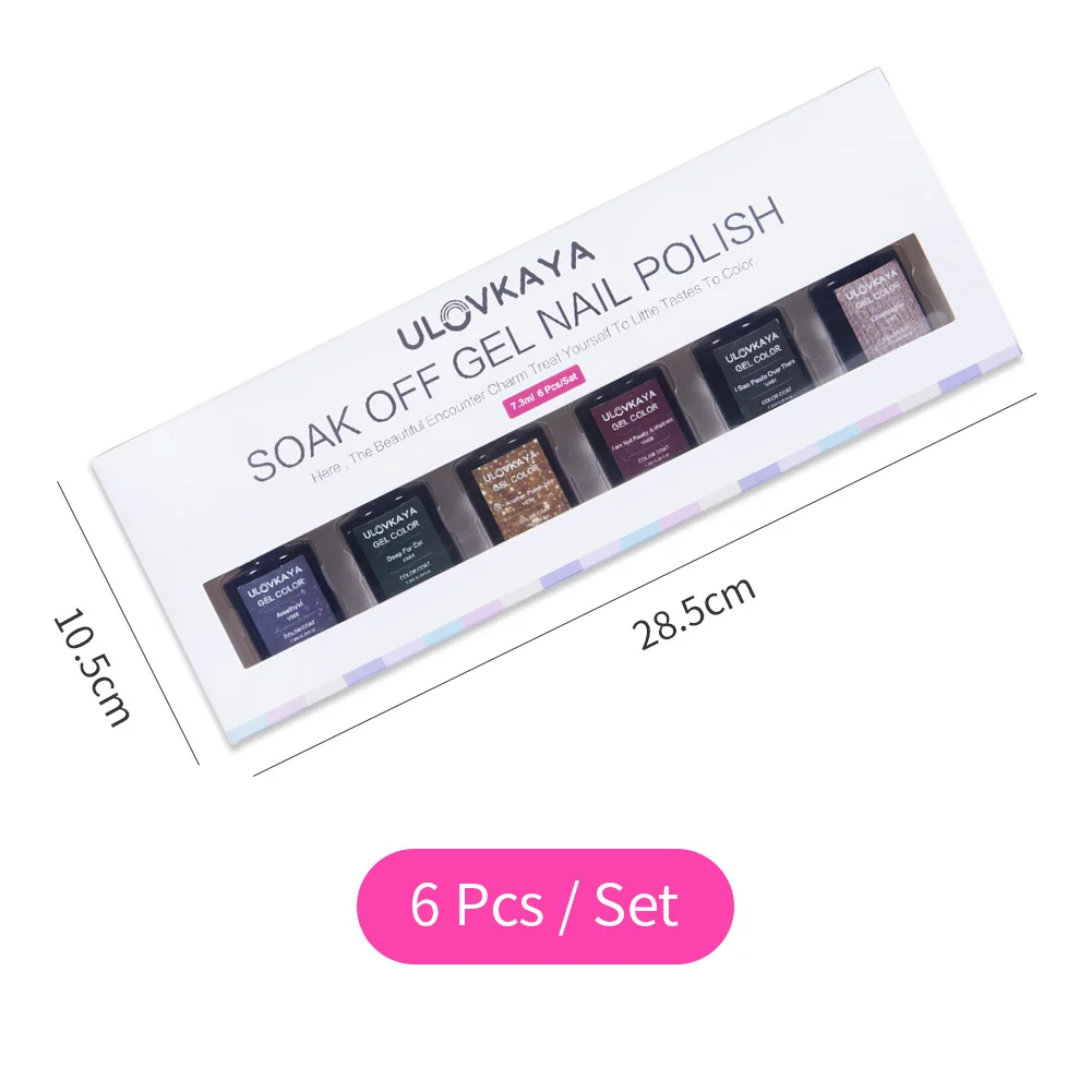 Набор гель лаков ULOVKAYA для ногтей 6 шт./компл. блестящий Гель лак золотистого и