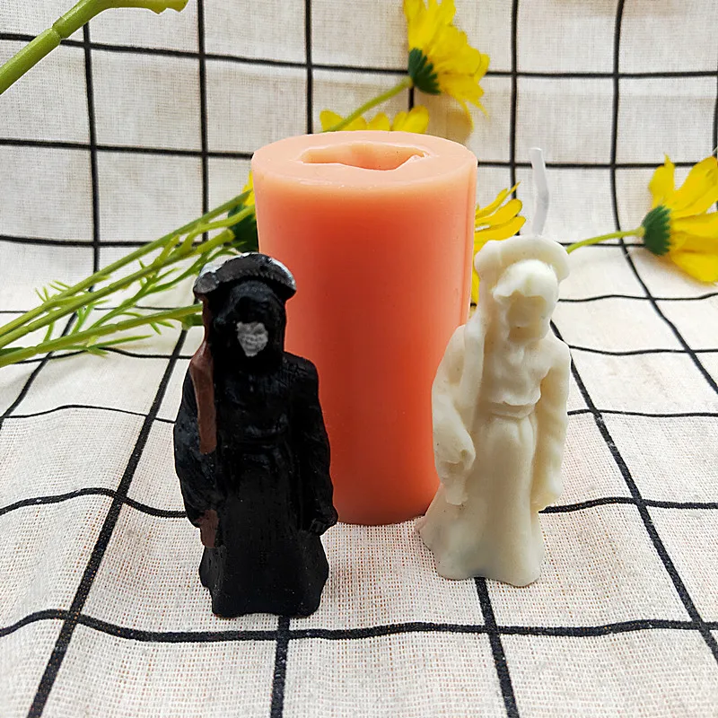 

Caution! Small Size! Standing Grim Reaper Silicone Mold Aromatherapy Candle Mould Death Wizard Yama Candle Moulds
