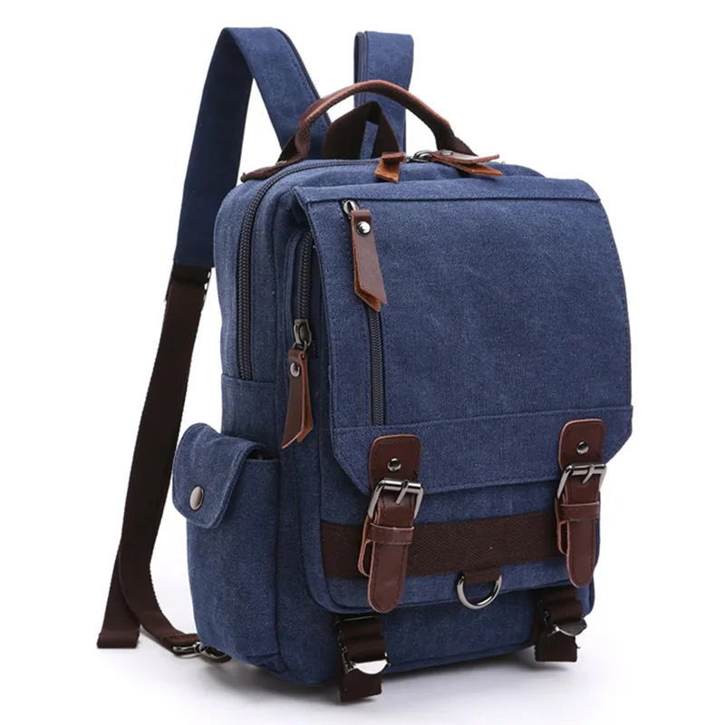 Винтажный холщовый рюкзак для мужчин дорожный многофункциональная сумка на