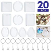 20pcsset diy keychain pendant casting silicone mould kit with keyrings art crafts making tools crystal epoxy resin mold