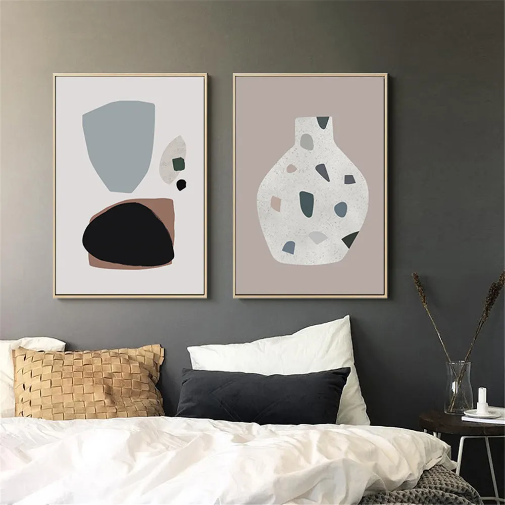 Модная ваза розовые желтые Цвет блок настенный Художественный Холст Краска