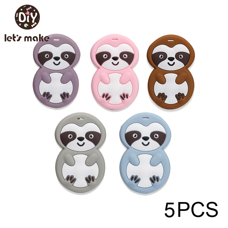 

Let's make 5PCS Sloth Cartton Teether Cute Animal Shape Baby Chewing Pandent Accessories DIY Jewelry Pacifier Clip Teething Toy