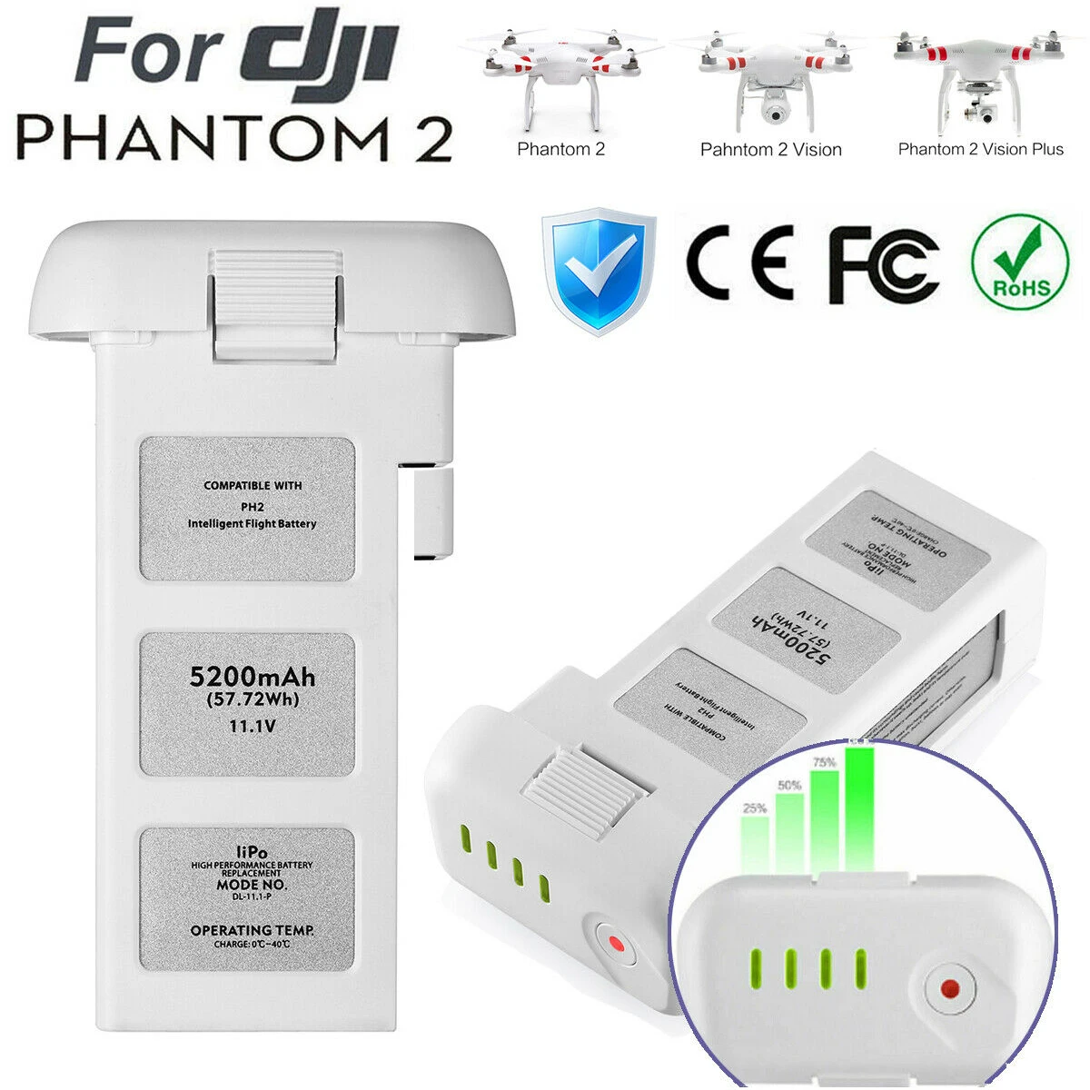 Интеллектуальный Полетный аккумулятор LiPo для DJI Phantom 2/ 3/ 4 Pro и Adv / Mavic |