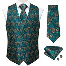 Chaleco Formal de seda 2022 para hombre, ropa de fiesta, boda, broche, conjunto cuadrado de bolsillo, verde azulado, 100% (1)