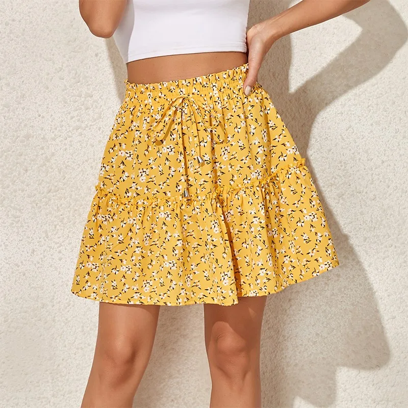 

Summer Floral Print Short Skirts Women 2022 New Fashion Casual Plus Size High Waist Skirt Female Boho Beach Sexy Mini Skirt