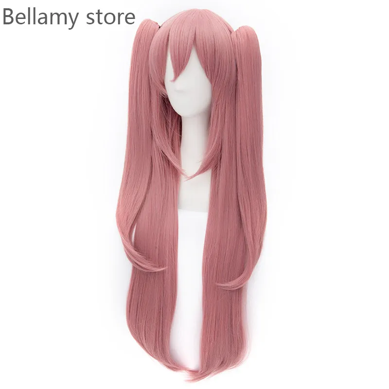 Аниме "Серафим конца" Крюл Тепес длинная прямая розовая хвостик-пони из термостойкого косплейного парика с накладкой+накладка на парик.