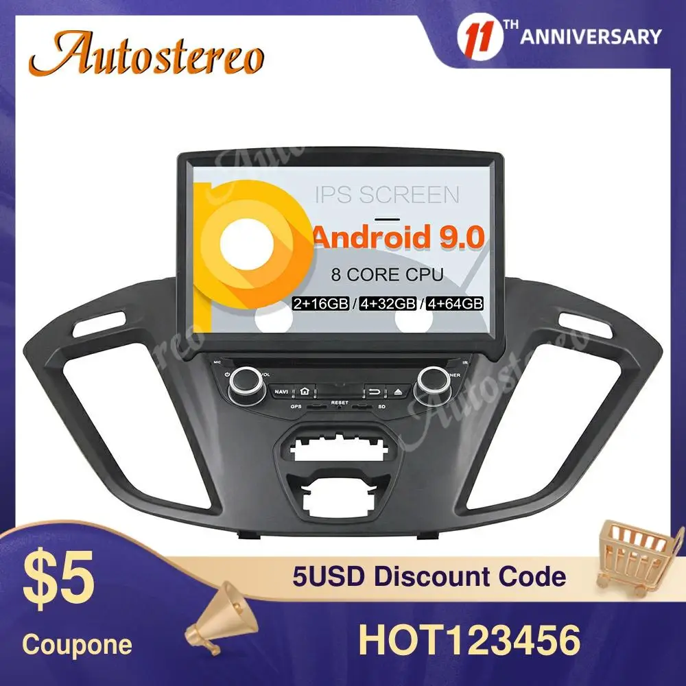 Автомобильный DVD плеер PX6 Android10 4G GPS навигация с картой для Ford Transit Custom 2016