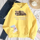 50% голодный 50% усталый принт Свитшот женский хип-хоп флисовый с капюшоном рандомный Повседневный большой мягкий спортивный костюм для мужчин