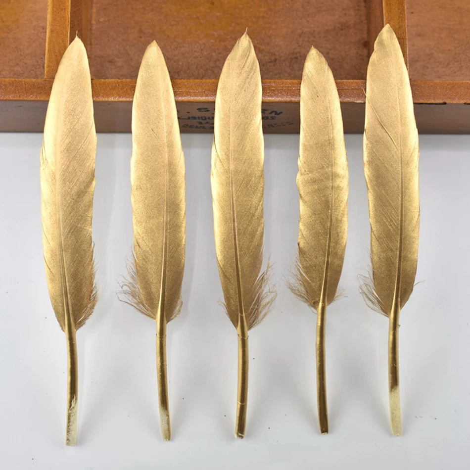 

10pcs/lot Gold Duck Feather for Crafts Natural Party Feathers for Jewelry Making Plume DIY Home Wedding Decoration 10-15cm
