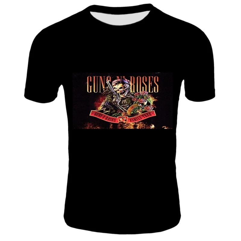 Рок одежда пистолеты и футболки с принтом guns N Roses мужская летняя черная футболка рок группа уличная одежда мужская 3D печатная Футболка пистолеты футболка розы