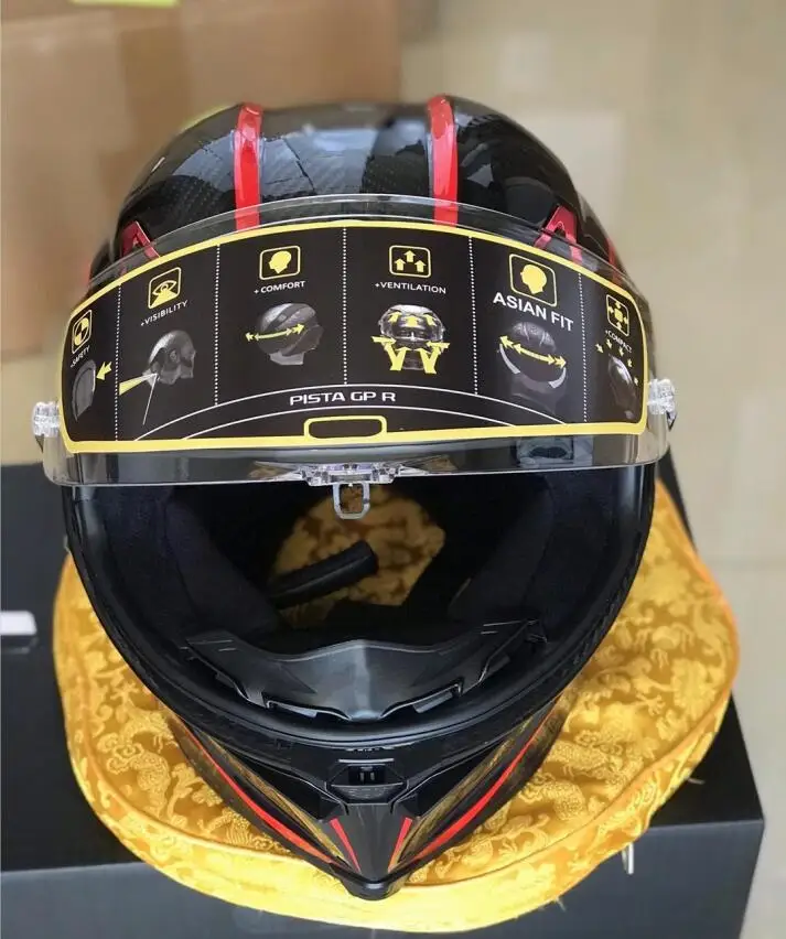 

Full Face Motorcycle Helmet Red Orbit Fiber Glass Motorcycle Racing Helmet with Big Tail Spoiler