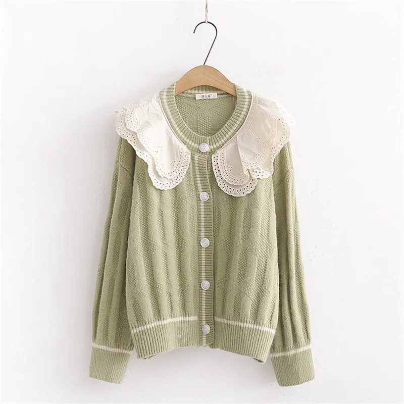 Женский вязаный кардиган с воротником Питер Пэн |