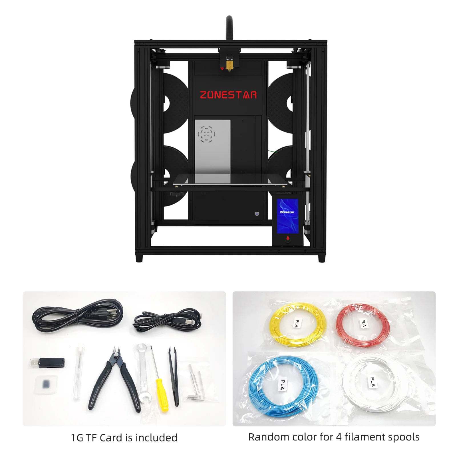 3D-принтер Zonestar Z9V5 PRO Модернизированный с регулируемыми четырьмя экструдерами