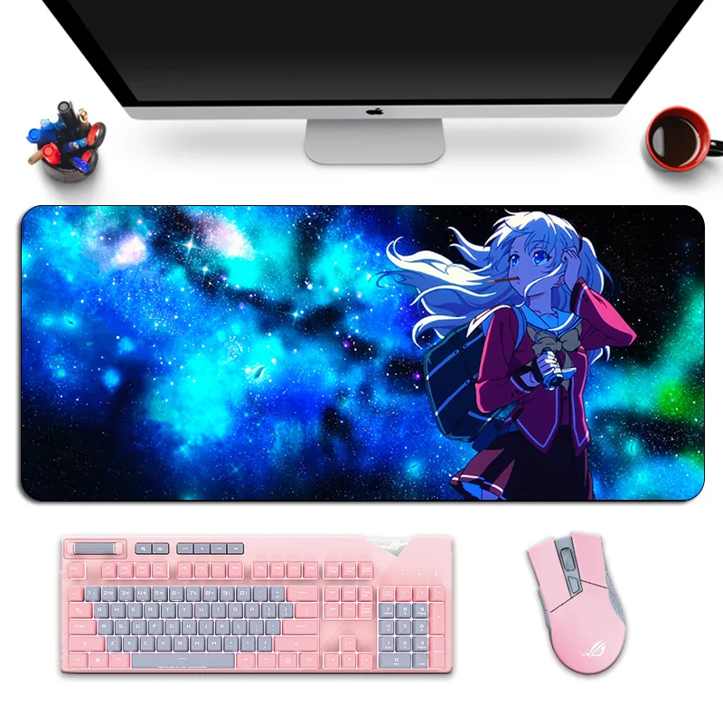 

Anime Charlotte Large Mousepad HD Print Computer Keyboard Gaming Mouse Pad Cartoon Otaku Non-Skid Locking Edge Laptop Desk Mat