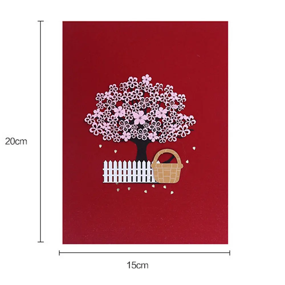 3D стерео поздравительная открытка с романтическим цветком вишни отличный