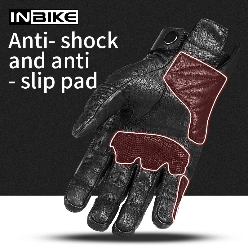 INBIKE Carbon Fiber Motorcycle Gloves Gants De Moto Full Finger Protective Breathable Goatskin Men Motosiklet Eldiven IM19820 enlarge