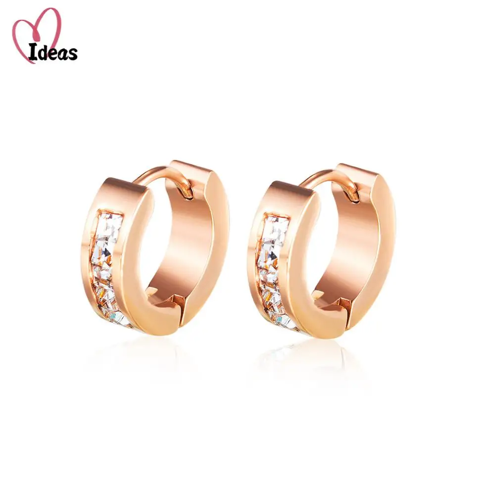 

CZ Crystal Stud Earrings For Women Round Earring Stainless Steel Rose Gold Color Fashion Jewelry Gift For Women Girl