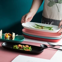 creative oval rectangular ceramic plate hotel tableware household snack sushi plate