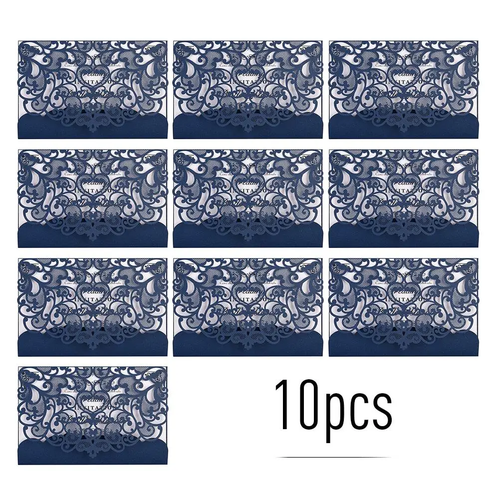 10 шт. Синий Белый Золотой Элегантный лазерная резка Свадебная вечеринка