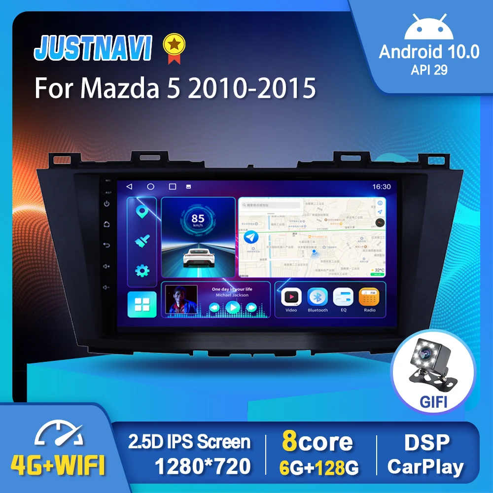 

4G WIFI Smart Car Radio Player 6G 128G For Mazda 5 2010-2015 Auto GPS Stereo DSP OBD Carplay Android 10.0 No 2 din DVD 9" CD