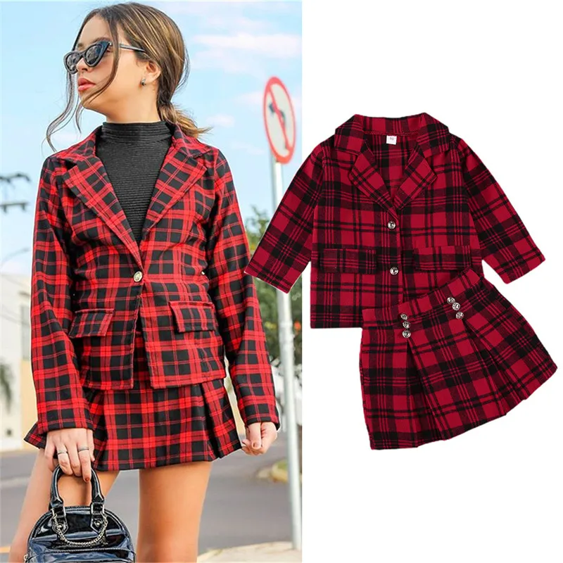 Комплект одежды для маленьких девочек Осенняя Детская одежда модная красная