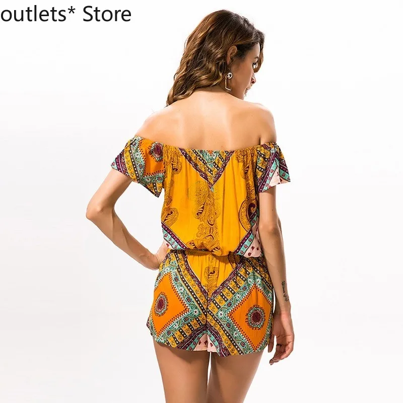 

Summer New Bohemian Classical Women's Jumpsuit Shorts Printing Simple Casual Girl Shorts Jumpsuit